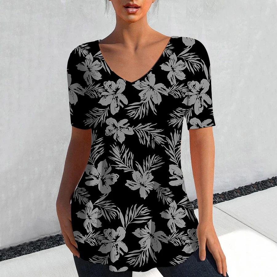 Summer short-sleeved V-neck T-shirt female Harajuku top flower pattern clothing cute T-shirt casual pullover sweater T-shirt
Summer short-sleeved V-neck T-shirt female Harajuku top flower pattern clothing cute T-shirt casual pullover sweater T-shirt