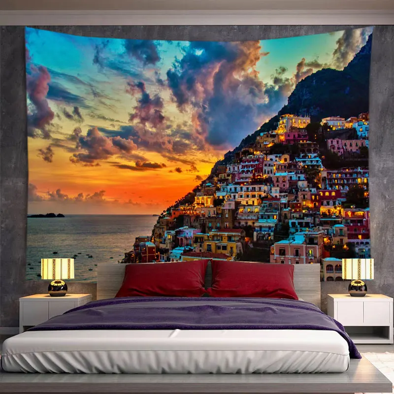Beautiful Sea Sunset Tapestry Mountain Italy Town Landscape Cloth Wall Hanging Natural Scenery Wall Fabric Background Decor
Beautiful Sea Sunset Tapestry Mountain Italy Town Landscape Cloth Wall Hanging Natural Scenery Wall Fabric Background Decor