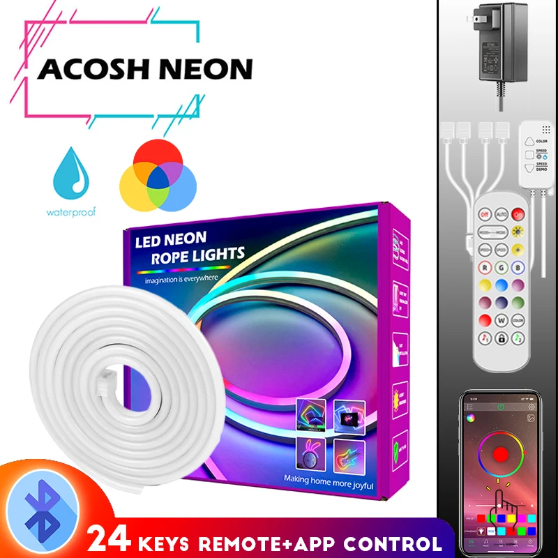 2M 5M 10M Blue Tooth 12V Neon Light Strip RGB Waterproof Light Lighting Outdoor Atmosphere Decoration Light LED Strips Light
2M 5M 10M Blue Tooth 12V Neon Light Strip RGB Waterproof Light Lighting Outdoor Atmosphere Decoration Light LED Strips Light