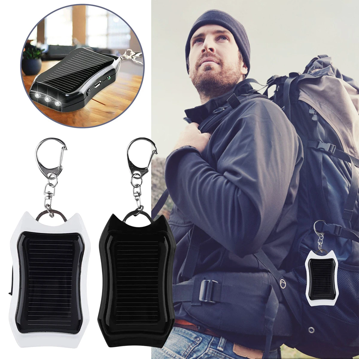 Solar Power Bank Keychain 1200mAh Solar Charger Keychain with 3 LED Mini Portable Solar Panel Charger Camping Survival Emergency
Solar Power Bank Keychain 1200mAh Solar Charger Keychain with 3 LED Mini Portable Solar Panel Charger Camping Survival Emergency
