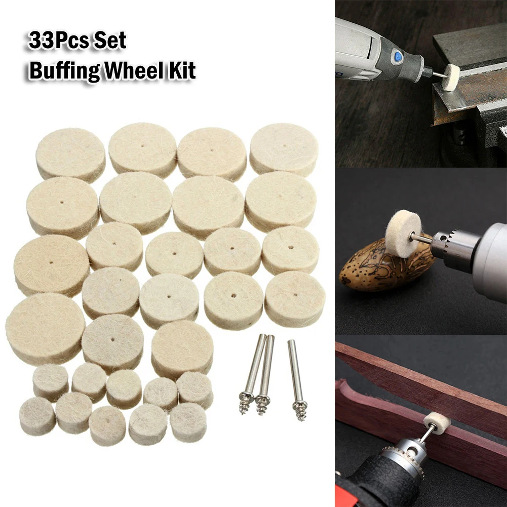 33Pcs/set Buffing Wheel Kit Polishing Wheel Polisher Pads Wool Wheels Rotary Tool Accessory 3mm Abrasive Tools
33Pcs/set Buffing Wheel Kit Polishing Wheel Polisher Pads Wool Wheels Rotary Tool Accessory 3mm Abrasive Tools