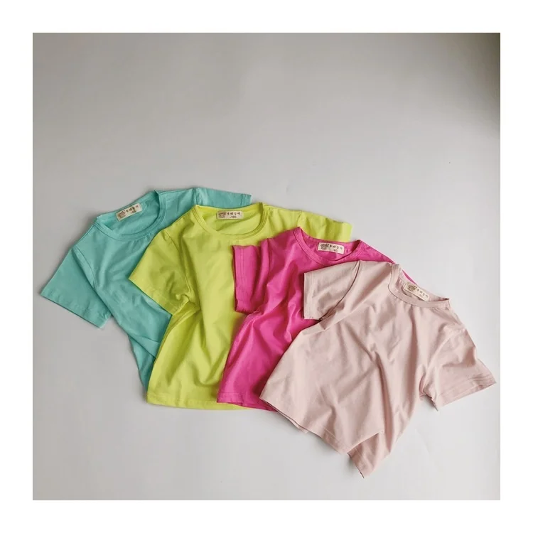 Summer children's short sleeve T-shirt Korean version foreign style candy color simple casual T-shirt men's and women's baby top
Summer children's short sleeve T-shirt Korean version foreign style candy color simple casual T-shirt men's and women's baby top