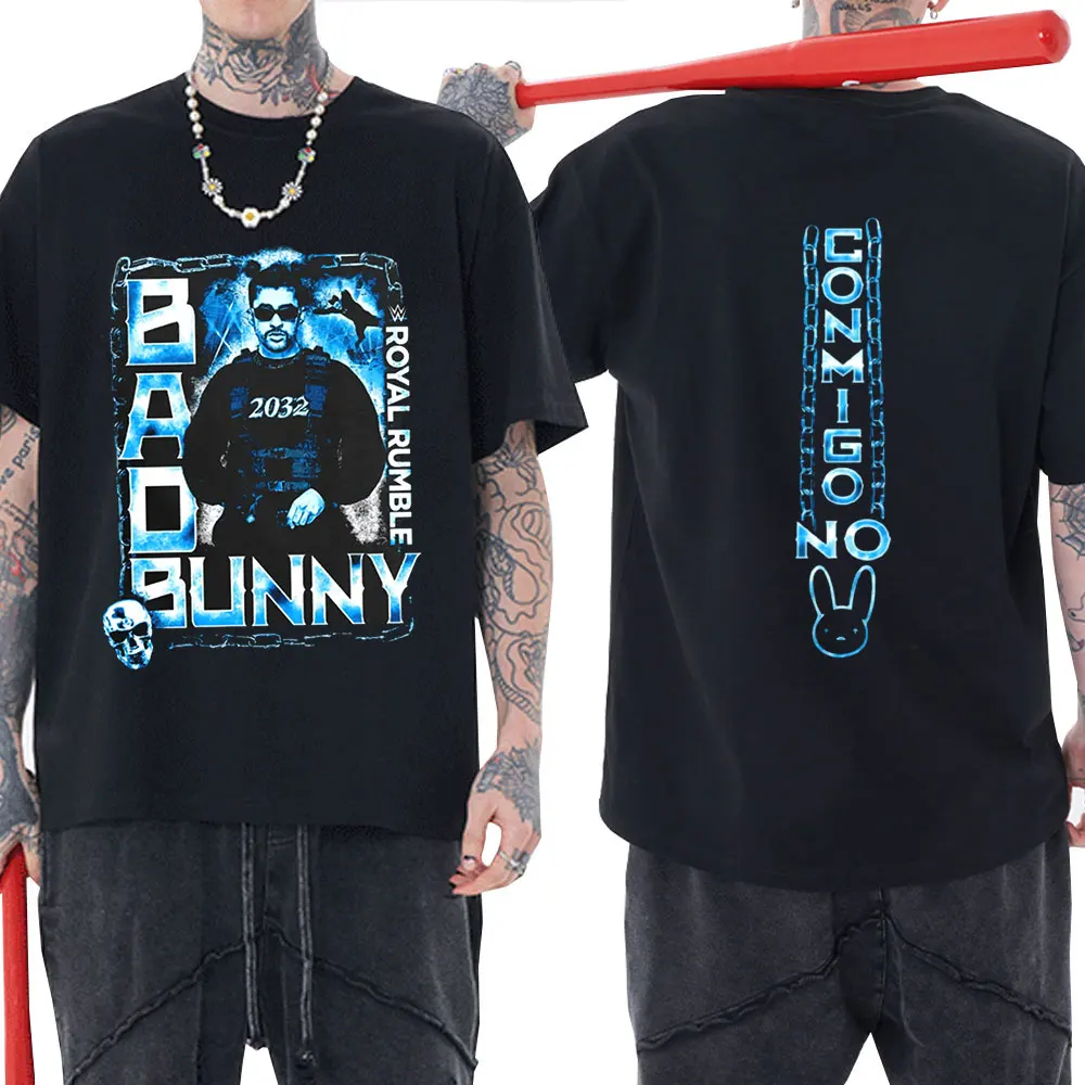 Bad Bunny Royal Rumble Conmigo No Double Sided Print Tshirt Streetwear Oversized Short Sleeve Men's Cotton T-shirt Unisex Tops
Bad Bunny Royal Rumble Conmigo No Double Sided Print Tshirt Streetwear Oversized Short Sleeve Men's Cotton T-shirt Unisex Tops