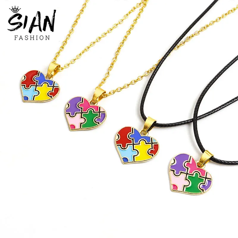 Autism Awareness Puzzle Necklace Enamel Heart Shape Pendant Necklaces Women Men Metal Chain Necklace Jewelry Accessories Gifts
Autism Awareness Puzzle Necklace Enamel Heart Shape Pendant Necklaces Women Men Metal Chain Necklace Jewelry Accessories Gifts