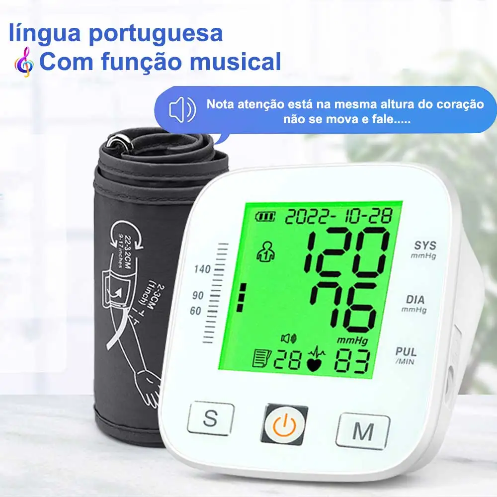 Portuguese Voice Blood Pressure Monitor With Music Upper Arm Blood Pressure Meter Heart Rate Pulse Detector
Portuguese Voice Blood Pressure Monitor With Music Upper Arm Blood Pressure Meter Heart Rate Pulse Detector