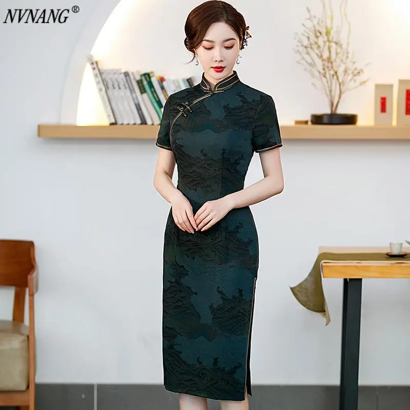 Nvnang Chinese Cheongsam, Spring and Autumn New Long Split Cheongsam Modified Chinese Style Dress Slim Banquet Gown
Nvnang Chinese Cheongsam, Spring and Autumn New Long Split Cheongsam Modified Chinese Style Dress Slim Banquet Gown