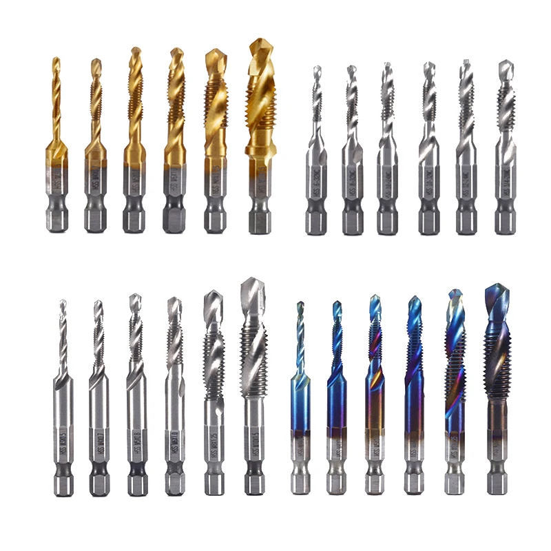6pcs Diamond High-speed Steel Hexagonal Shank Three-in-one Composite Tap Drilling Attacking And Chamfering Integrated Spiral Tap
6pcs Diamond High-speed Steel Hexagonal Shank Three-in-one Composite Tap Drilling Attacking And Chamfering Integrated Spiral Tap