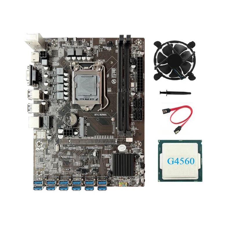 Материнская плата B250C для майнинга BTC + процессор G4560 + кабель SATA + вентилятор охлаждения 12GPU PCIE в слот USB 3,0 LGA1151 поддерживает ОЗУ DDR4
Материнская плата B250C для майнинга BTC + процессор G4560 + кабель SATA + вентилятор охлаждения 12GPU PCIE в слот USB 3,0 LGA1151 поддерживает ОЗУ DDR4