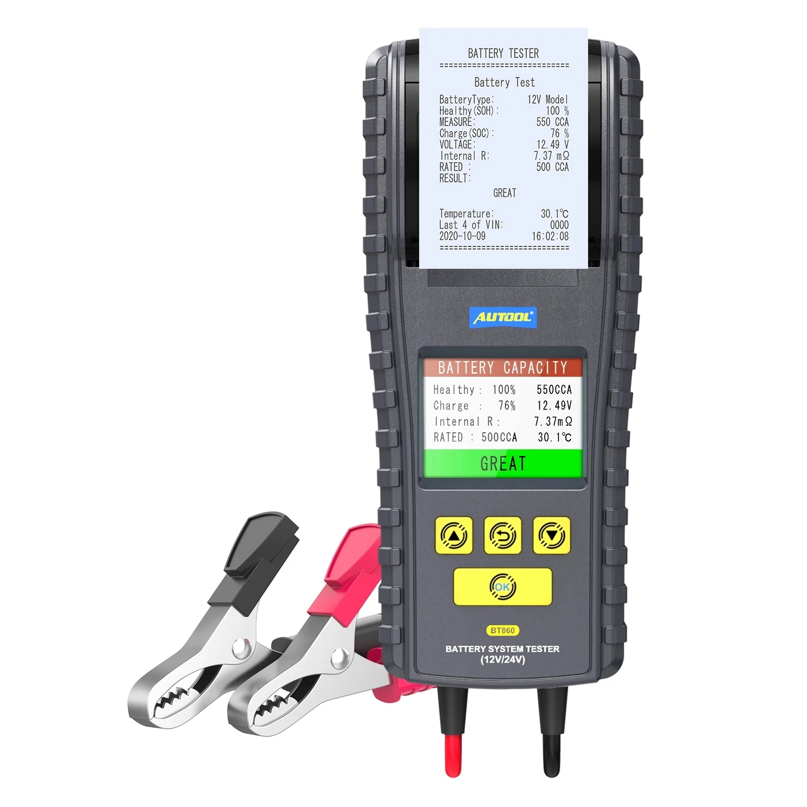 AUTOOL BT860 12/24 В автомобильный тестер батареи с принтером и мониторингом температуры в реальном времени многоязычный тестер батареи инструмен...
AUTOOL BT860 12/24 В автомобильный тестер батареи с принтером и мониторингом температуры в реальном времени многоязычный тестер батареи инструмен...