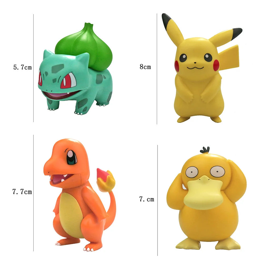 4 Styles Pokemon Pikachu Charmander Psyduck Squirtle Jigglypuff Bulbasaur Bulbasaur Anime Figures Toys Model Kawaii Kids GIft
4 Styles Pokemon Pikachu Charmander Psyduck Squirtle Jigglypuff Bulbasaur Bulbasaur Anime Figures Toys Model Kawaii Kids GIft