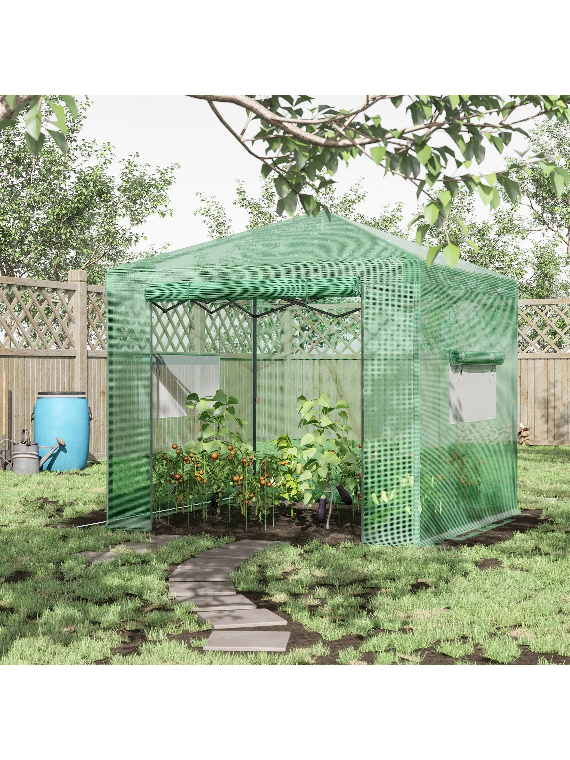 8' x 6' Portable Walk-in Greenhouse, Folding Pop-up, Outdoor Canopy Green House,Roll-Up Zipper Door&2 Ventilating Side Windows
8' x 6' Portable Walk-in Greenhouse, Folding Pop-up, Outdoor Canopy Green House,Roll-Up Zipper Door&2 Ventilating Side Windows