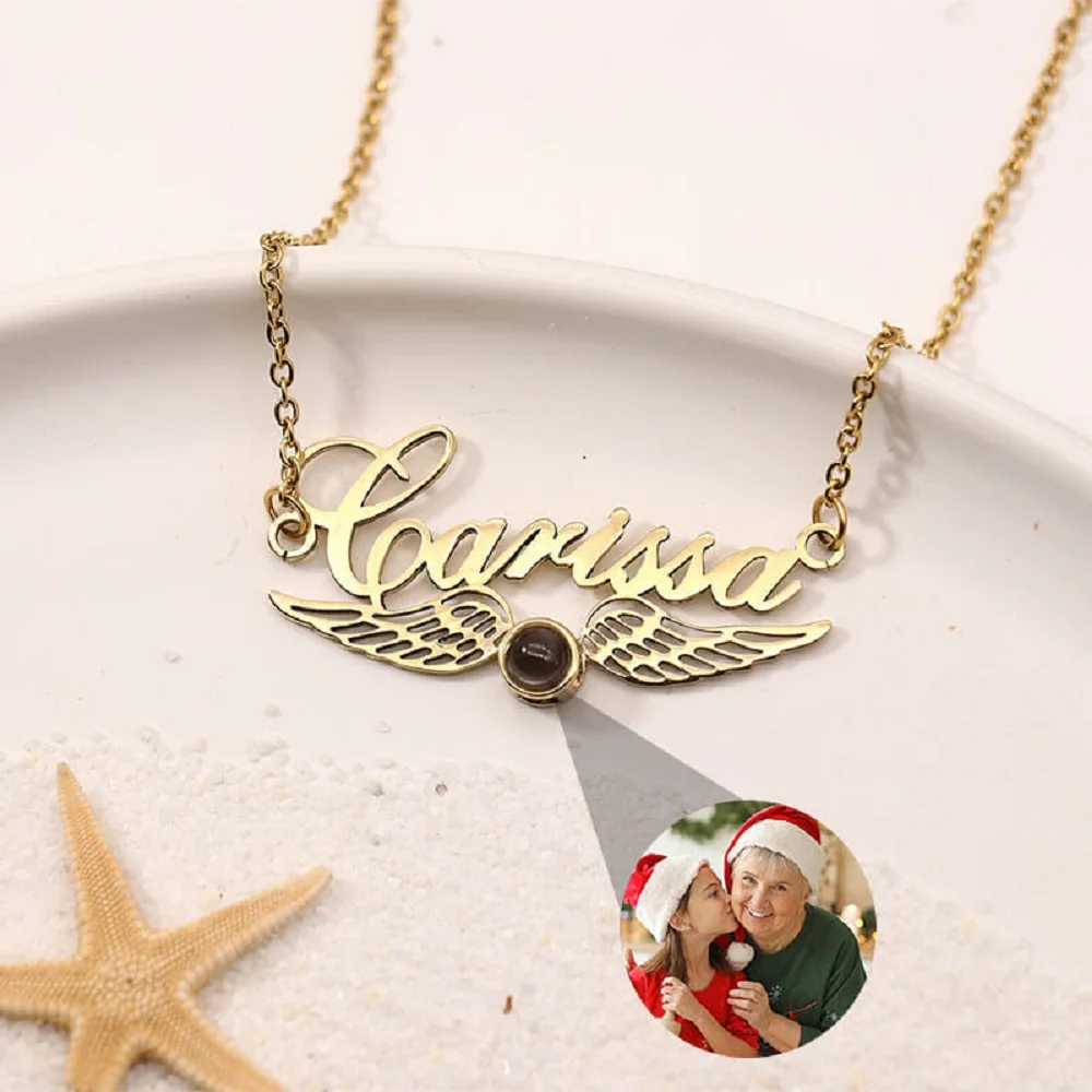 Custom Photo Wings Projection Necklace Personalized Name Pendant Stainless Steel Jewelry Valentine's Day Gifts For Girls Couples
Custom Photo Wings Projection Necklace Personalized Name Pendant Stainless Steel Jewelry Valentine's Day Gifts For Girls Couples