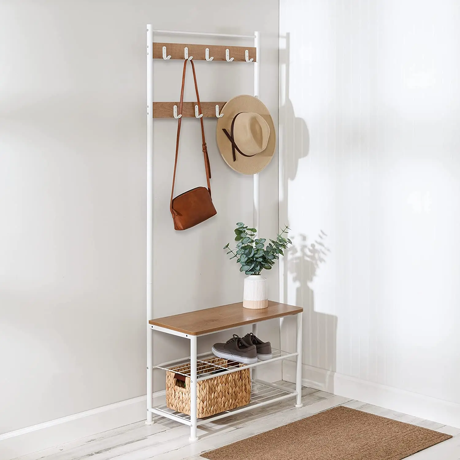 Free shipping Entryway Hall Tree with Bench and Shoe Storage White/Walnut SHF-09603 White 300 lbs
Free shipping Entryway Hall Tree with Bench and Shoe Storage White/Walnut SHF-09603 White 300 lbs