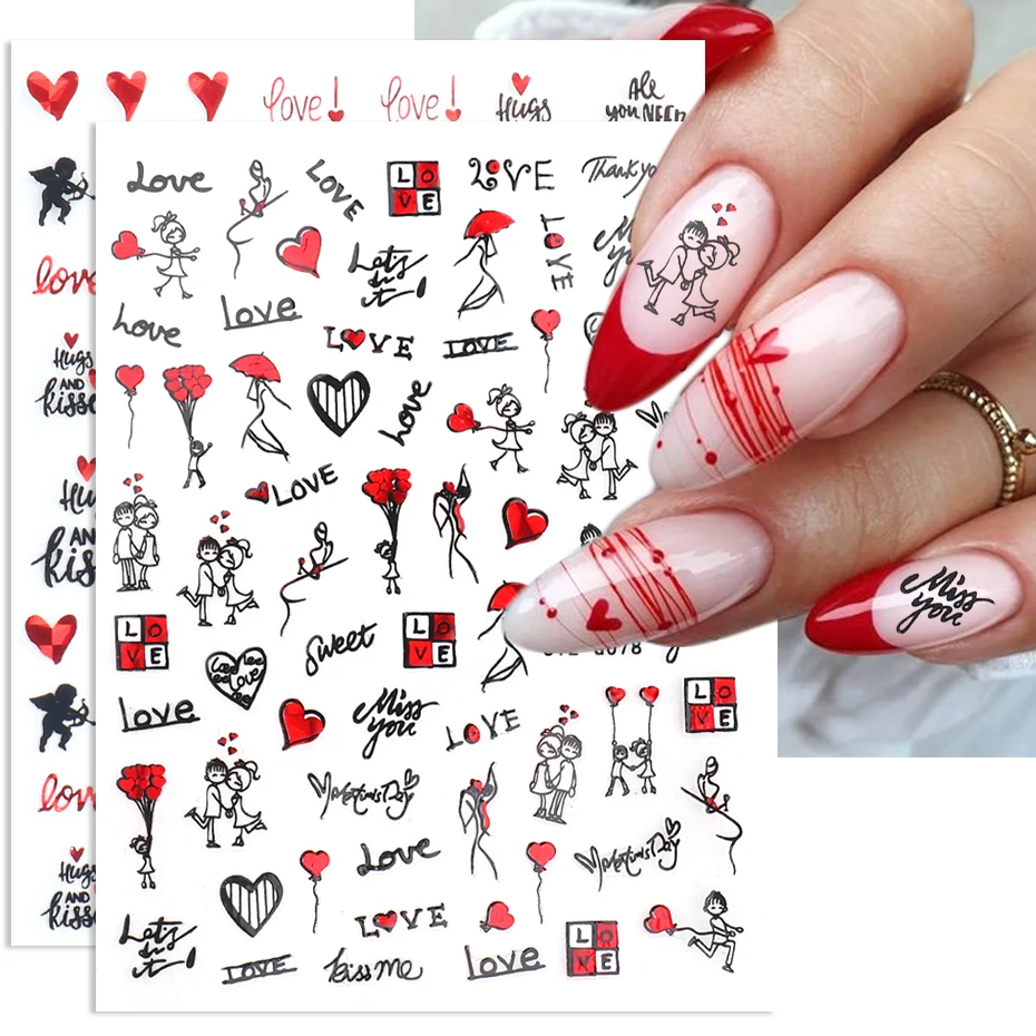 3D Valentine Nail Stickers Rose Love Heart Couple Red Sexy Lips Leopard Design Gel Polish Slider DIY Nail Art Decoration BESTZ-G
3D Valentine Nail Stickers Rose Love Heart Couple Red Sexy Lips Leopard Design Gel Polish Slider DIY Nail Art Decoration BESTZ-G