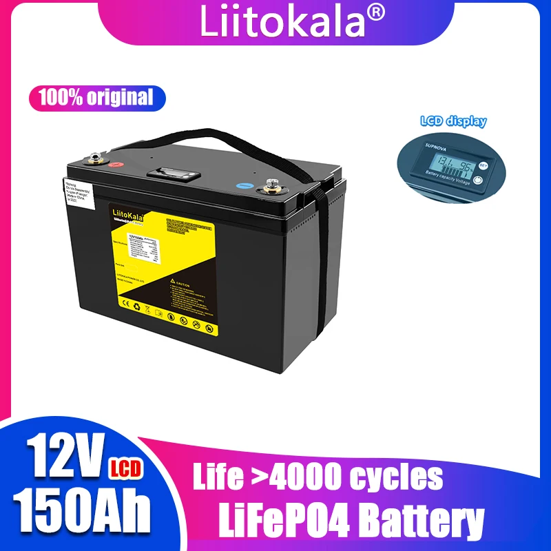 LiitoKala оригинальный 12 В 150 Ач Lifepo4 аккумулятор с ЖК-дисплеем для RV ксеносветильник инвертор для хранения солнечной энергии 14.6V2 0A зарядное устр...
LiitoKala оригинальный 12 В 150 Ач Lifepo4 аккумулятор с ЖК-дисплеем для RV ксеносветильник инвертор для хранения солнечной энергии 14.6V2 0A зарядное устр...