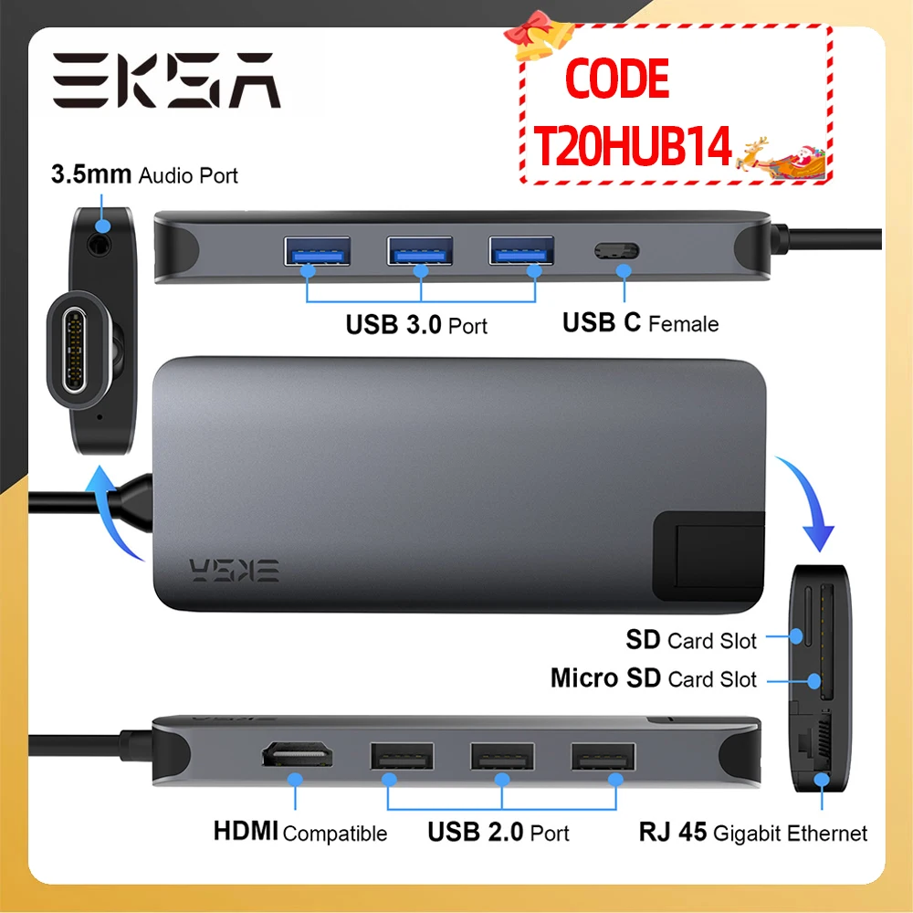 12 in 1 USB Type C Hub Type-C To 2 4K HD VGA Adapter RJ45 Lan Ethernet SD TF PD USB-C 3.0 Splitter 3.5mm Mic for MacBook Pro OTG
12 in 1 USB Type C Hub Type-C To 2 4K HD VGA Adapter RJ45 Lan Ethernet SD TF PD USB-C 3.0 Splitter 3.5mm Mic for MacBook Pro OTG