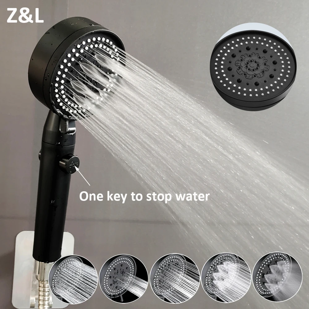 5 Mode Adjustable Shower Head High Pressure Shower One-key Stop Water Saving Showerheads Spa Nozzle Bathroom Accessories
5 Mode Adjustable Shower Head High Pressure Shower One-key Stop Water Saving Showerheads Spa Nozzle Bathroom Accessories