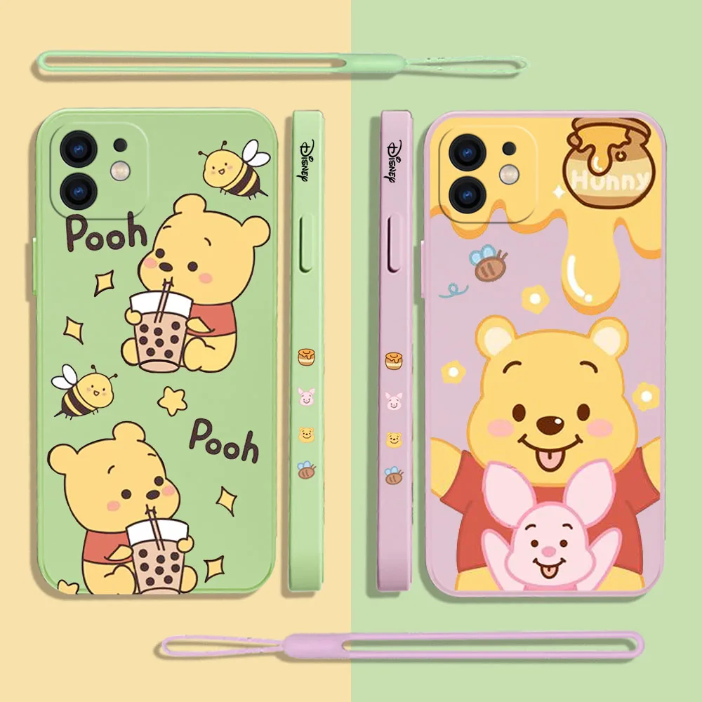 

Cartoon Disney Winnie the Pooh Phone Case For Samsung A53 A50 A12 52 52S 51 72 71 73 81 91 32 22 20 30 21S 4G 5G with Hand Strap