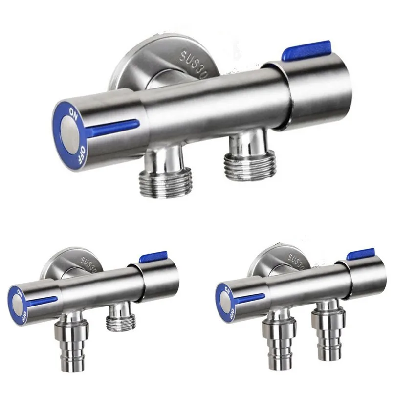 

G1/2 304Stainless Steel Triangle Valve One Into Two Out Double Water Double Control Angle Valve Toilet Water Inlet Switch Faucet