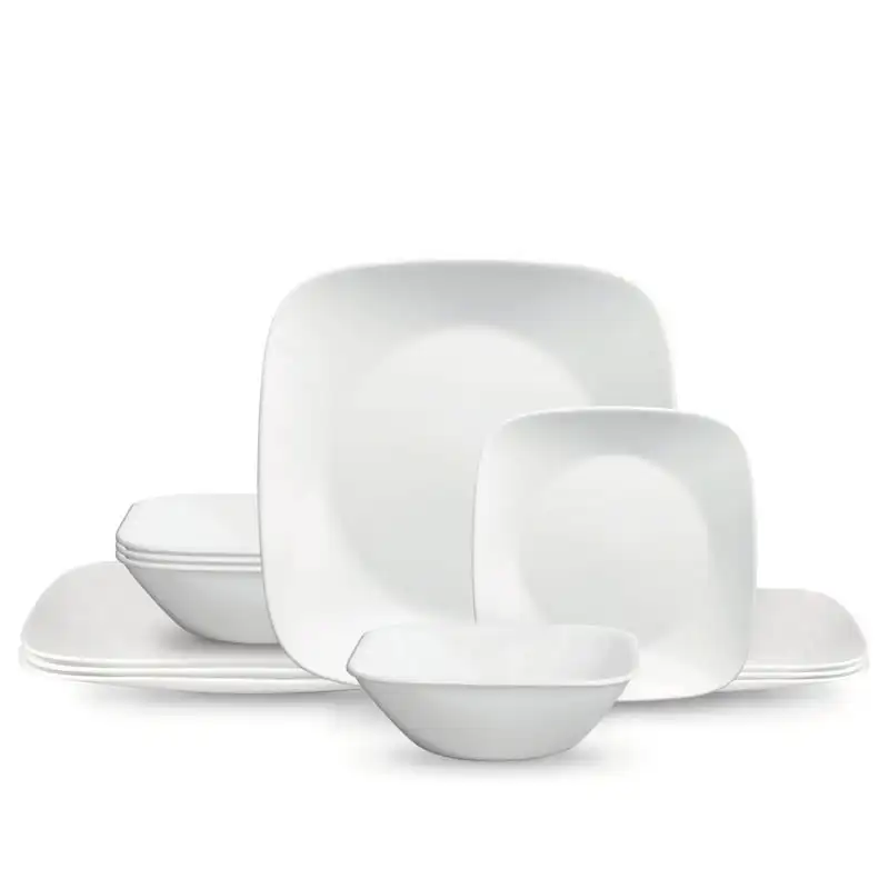 Classic, Pure White Square 12-Piece Dinnerware Set Chopsticks White plates Kitchen cutlery Plastic plates reusable Chopstick set
Classic, Pure White Square 12-Piece Dinnerware Set Chopsticks White plates Kitchen cutlery Plastic plates reusable Chopstick set