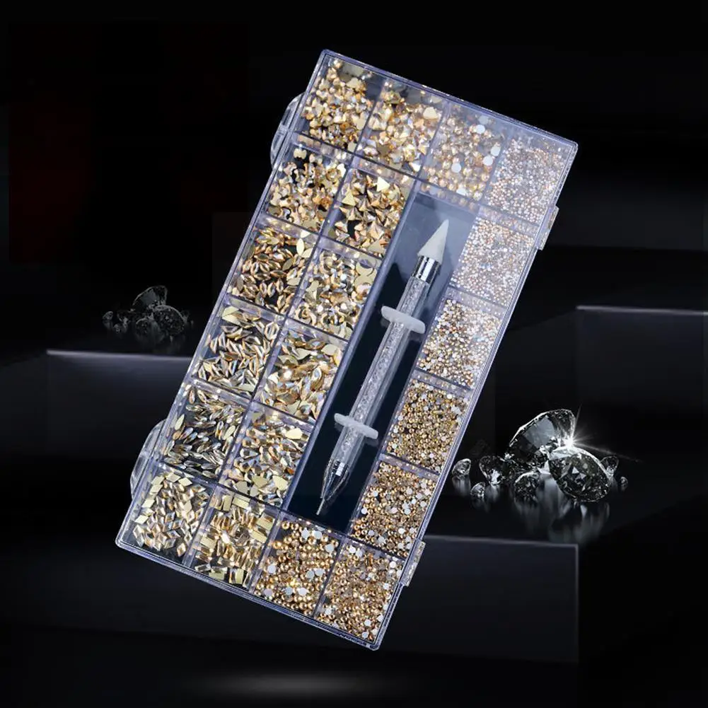 Luxury Shiny Nail Art Rhinestones Kit 21 Grids Boxed 600pcs Big Up Flat With Diamonds 2500pcs Pen Back Diamonds Crystals Pi S0H0
Luxury Shiny Nail Art Rhinestones Kit 21 Grids Boxed 600pcs Big Up Flat With Diamonds 2500pcs Pen Back Diamonds Crystals Pi S0H0