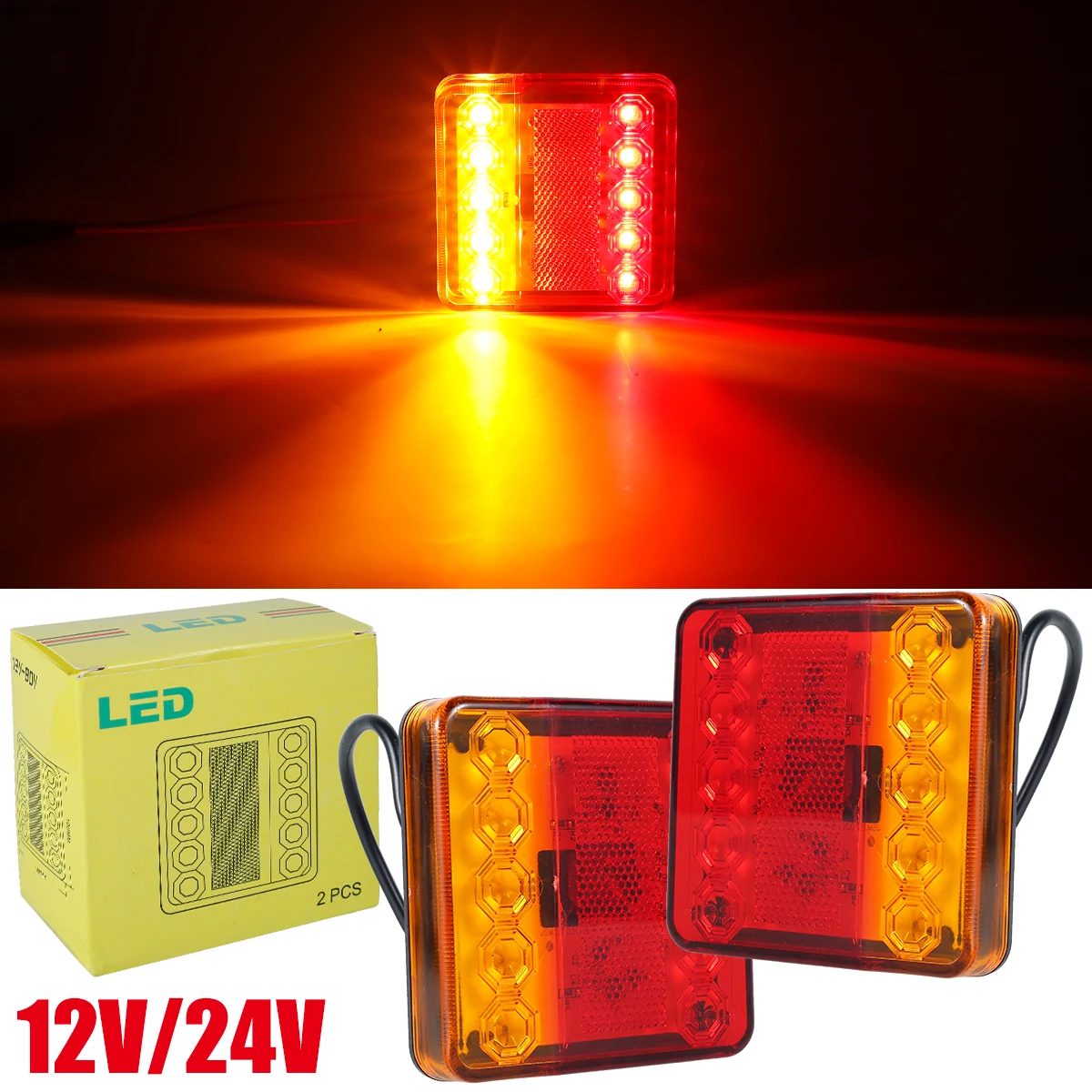 new 2Pcs 12/ 24V LED Trailer Lights Rear Tail Lights Square Tail Stop Indicator Truck Lamp Kit Durable Indicator Stop Light
new 2Pcs 12/ 24V LED Trailer Lights Rear Tail Lights Square Tail Stop Indicator Truck Lamp Kit Durable Indicator Stop Light