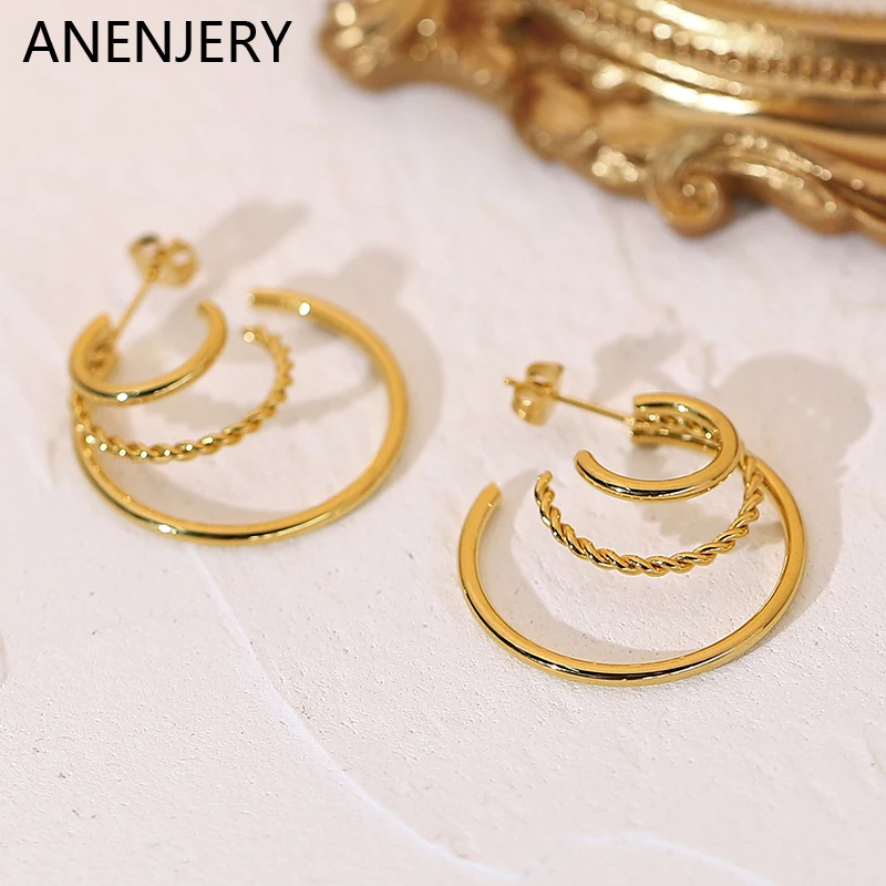 ANENJERY 316L Stainless Steel Multilayer Hoop Earrings Fashion New Women's Earrings Party Jewelry Gifts
ANENJERY 316L Stainless Steel Multilayer Hoop Earrings Fashion New Women's Earrings Party Jewelry Gifts