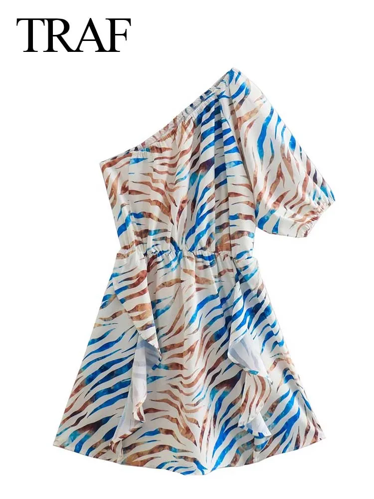 TRAF Fashion Trend Casual Colorful Zebra Pattern Element Dress Retro Slanted Shoulder Single Side Puff Sleeve Women Dress
TRAF Fashion Trend Casual Colorful Zebra Pattern Element Dress Retro Slanted Shoulder Single Side Puff Sleeve Women Dress