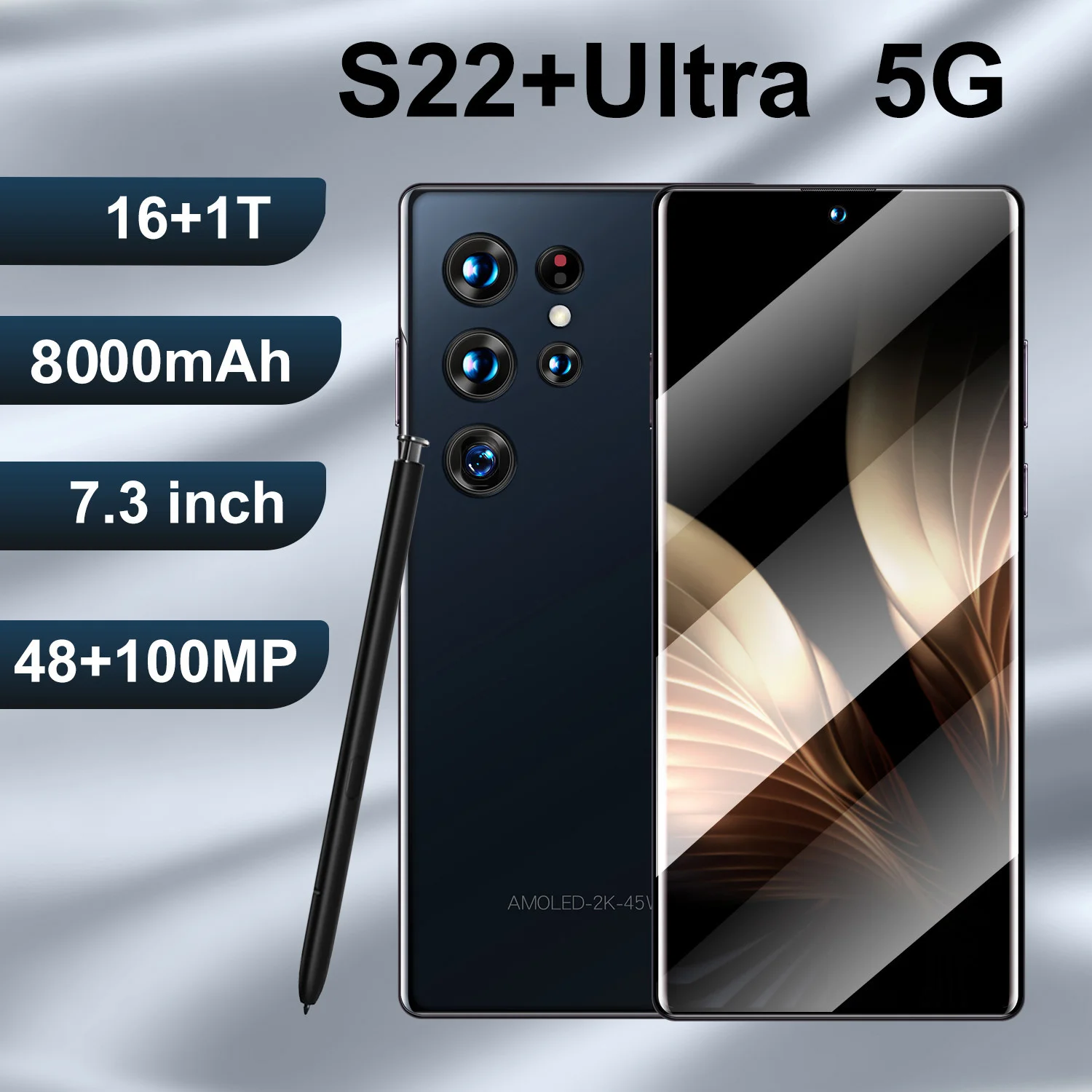 Global Version 2022 New S22+ Ultra 7.3 Inch Smartphones 16GB+1TB 8000mAh 4G/5G Network Unlock Cell Phone Dual SIM Android Phones
Global Version 2022 New S22+ Ultra 7.3 Inch Smartphones 16GB+1TB 8000mAh 4G/5G Network Unlock Cell Phone Dual SIM Android Phones