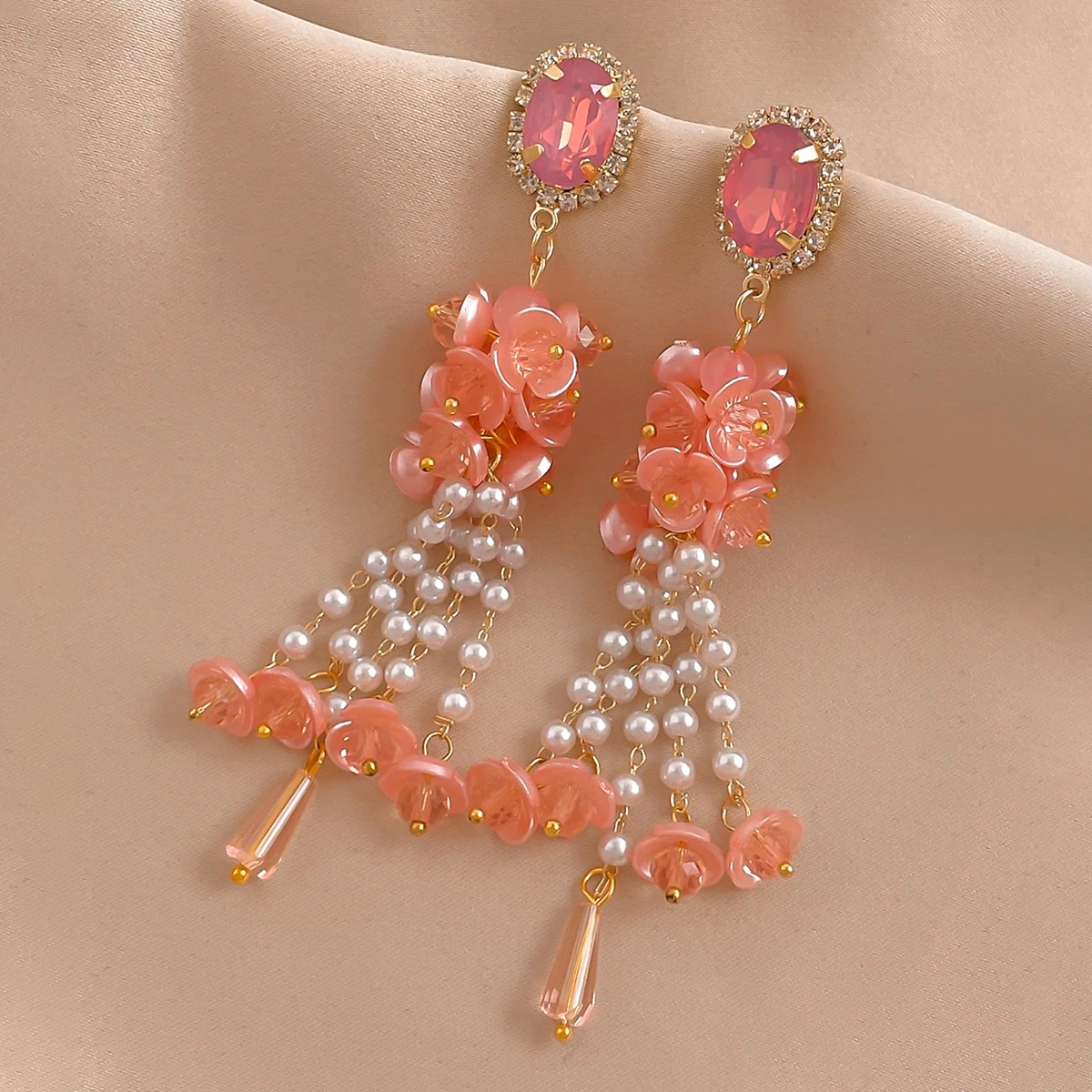 Fashion Diamonds Crystal Pearl Flower Tassel Earrings for Women Korean Bohemian Long Earrings Girls Jewelry
Fashion Diamonds Crystal Pearl Flower Tassel Earrings for Women Korean Bohemian Long Earrings Girls Jewelry