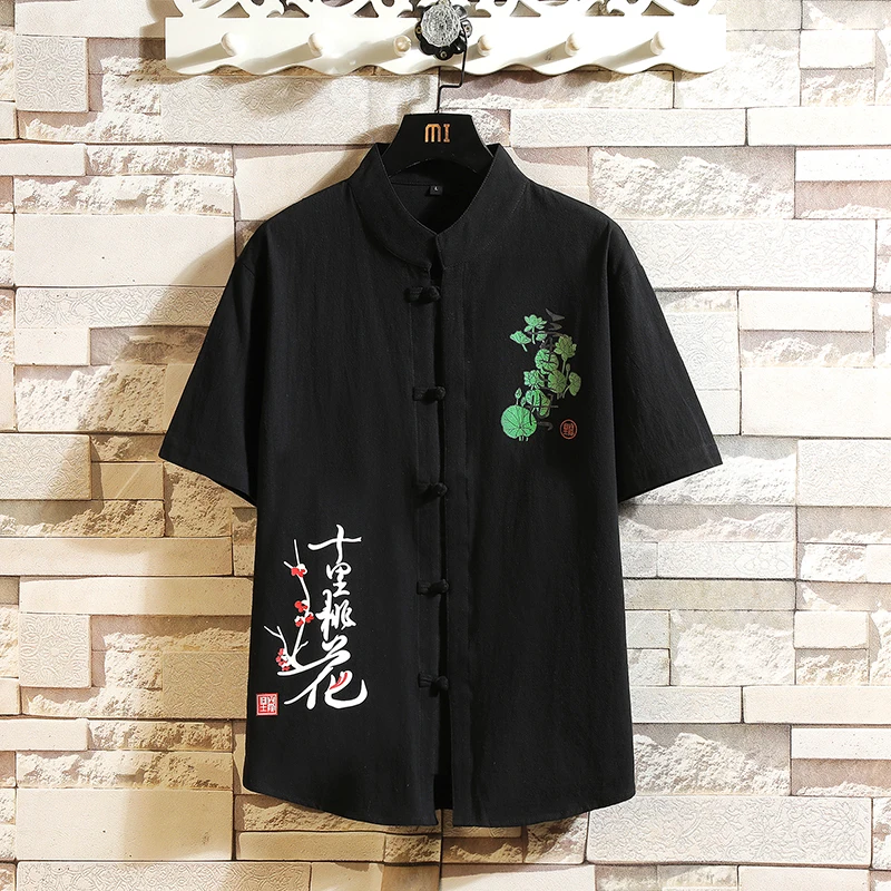 For 2022 Summer Designer Tops Blouses Chinese Fashion Linen Cotton Mens Short Sleeves Black Blue Oversize Shirts Casual Clothing
For 2022 Summer Designer Tops Blouses Chinese Fashion Linen Cotton Mens Short Sleeves Black Blue Oversize Shirts Casual Clothing