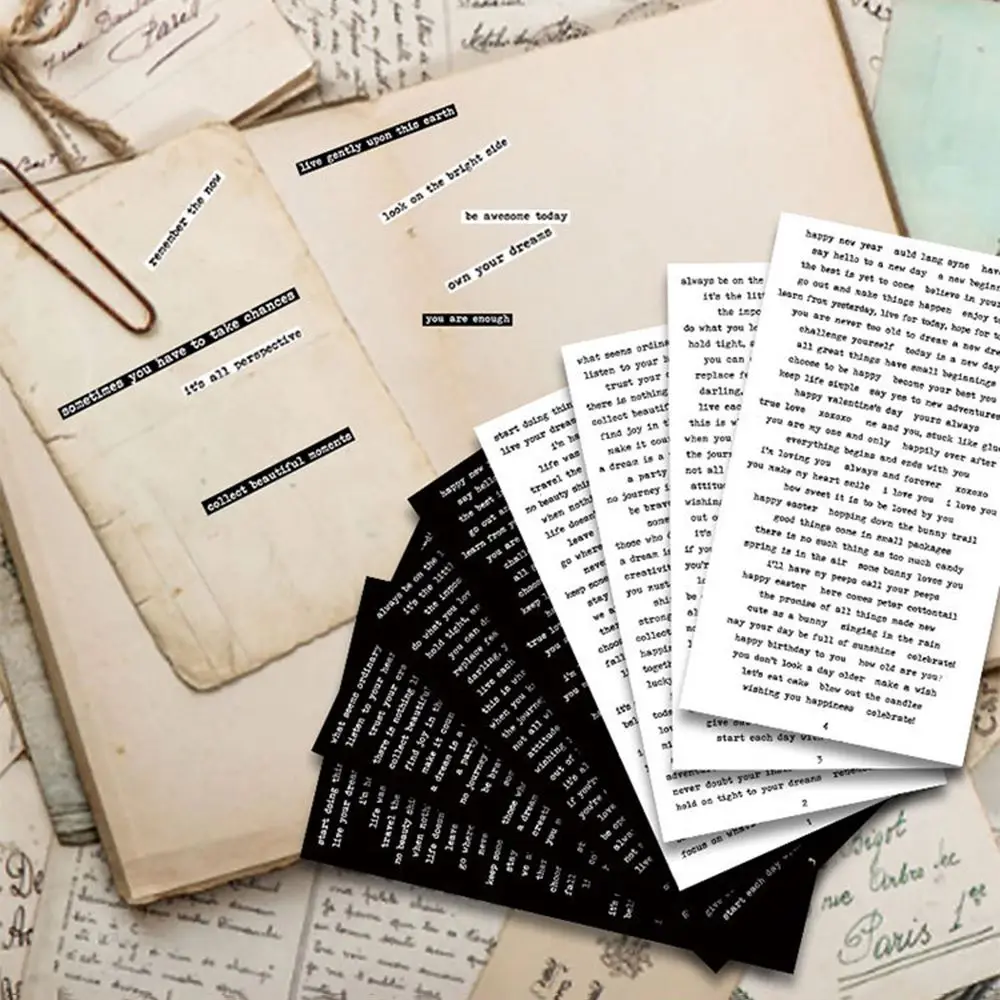 406PCS Vintage Small Talk Text Collection Stickers DIY Scrapbooking Collage Phone Diary Album Happy Plan Gift Decoration
406PCS Vintage Small Talk Text Collection Stickers DIY Scrapbooking Collage Phone Diary Album Happy Plan Gift Decoration