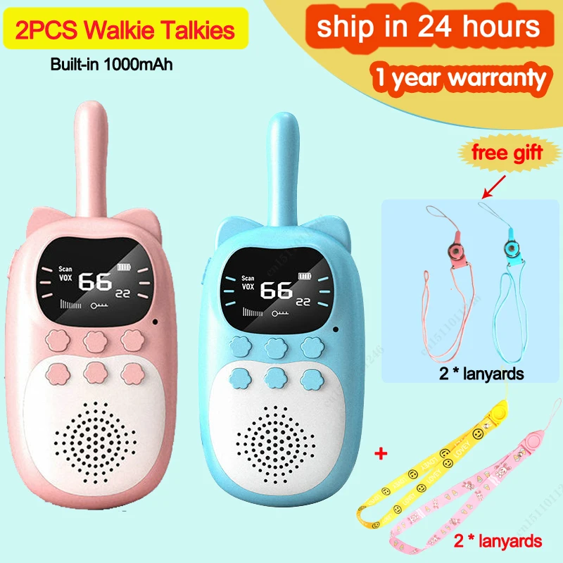2pcs Children Walkie Talkie Kids Rechargeable 1000mAh Handheld 0.5W 3km Radio Transceiver Interphone Toy For Girls and Boys Gift
2pcs Children Walkie Talkie Kids Rechargeable 1000mAh Handheld 0.5W 3km Radio Transceiver Interphone Toy For Girls and Boys Gift