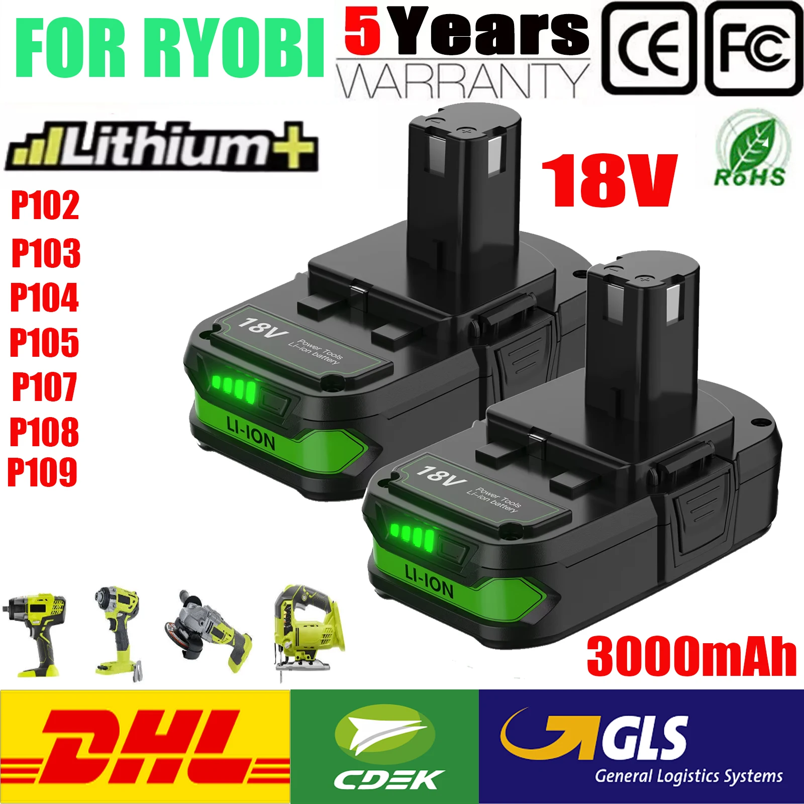 Аккумулятор для Ryobi P107 3000 мАч
