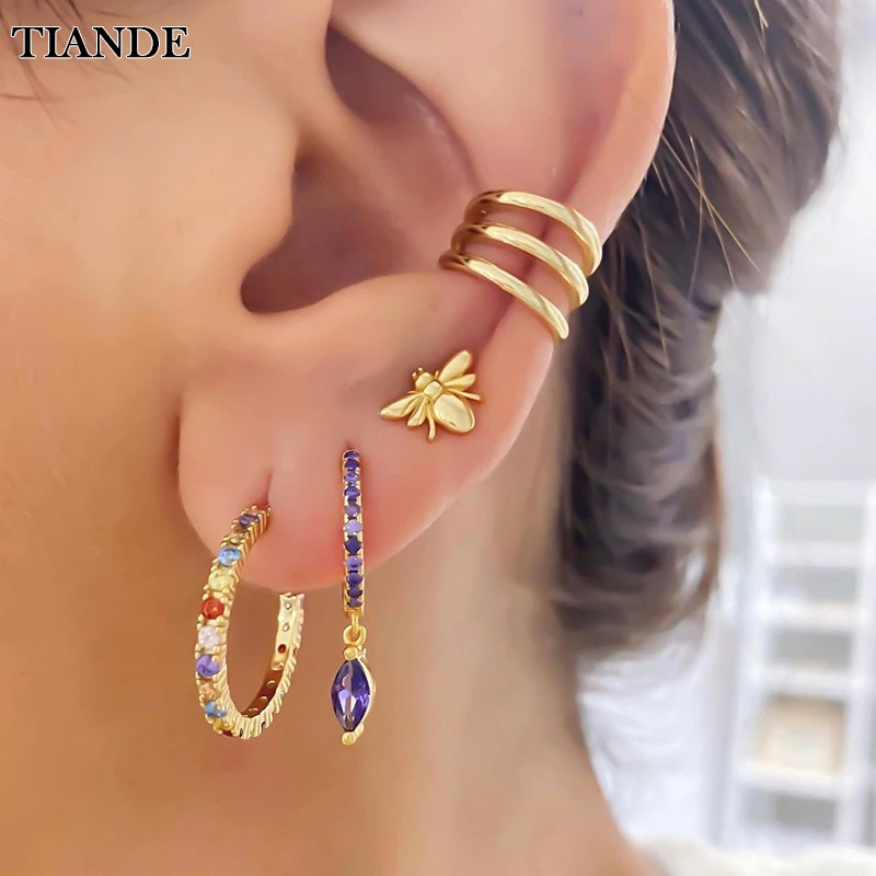 TIANDE Gold Plated Drop Hoop Earrings for Women Colour Zircon Ear Cuffs Bee Stud Dangle Earrings 2022 Fashion Jewelry Wholesale
TIANDE Gold Plated Drop Hoop Earrings for Women Colour Zircon Ear Cuffs Bee Stud Dangle Earrings 2022 Fashion Jewelry Wholesale