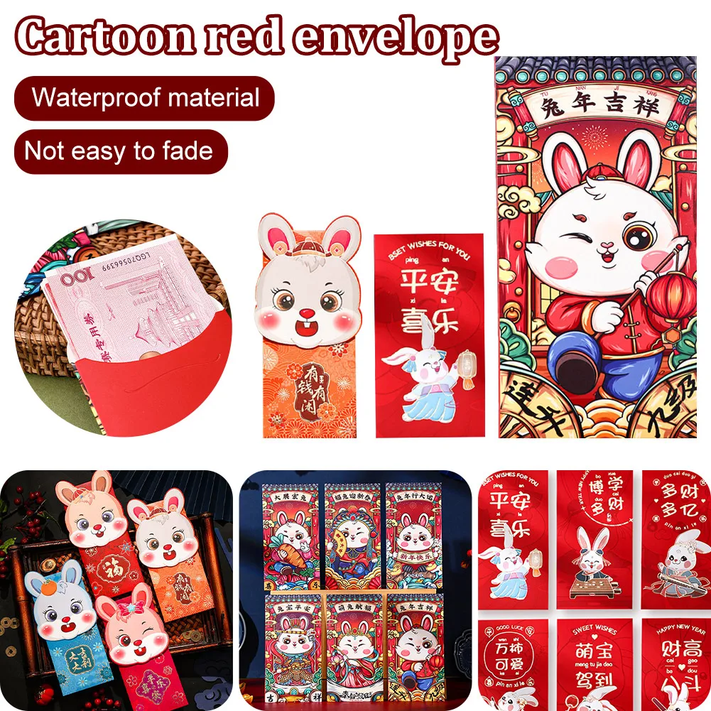 4/6Pcs 2023 Year of Rabbit Red Envelopes New Year Lucky Money Red Pockets Chinese Hongbao Best Wishes Packets Gift Bag
4/6Pcs 2023 Year of Rabbit Red Envelopes New Year Lucky Money Red Pockets Chinese Hongbao Best Wishes Packets Gift Bag