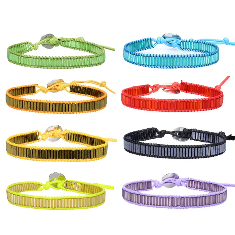Woman Glass Tube Beads Weave Friendship Charm Bohemian Nation Bracelet Crystal Adjustable Bracelets for Women
Woman Glass Tube Beads Weave Friendship Charm Bohemian Nation Bracelet Crystal Adjustable Bracelets for Women