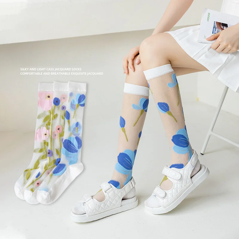 Summer Crystal Silk Long Socks Stockings Women Girls Ultra-thin Transparent Knee Flower Socks Sexy Lace Mesh Fishnet Stockings
Summer Crystal Silk Long Socks Stockings Women Girls Ultra-thin Transparent Knee Flower Socks Sexy Lace Mesh Fishnet Stockings