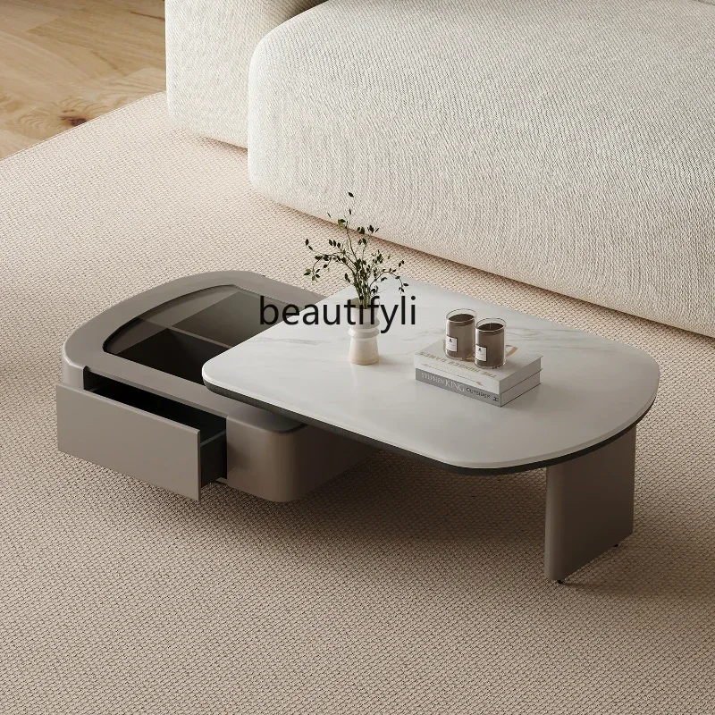

Silent Style Microlite Rotating Coffee Table Living Room Italian Minimalist Special-Shaped High Sense
