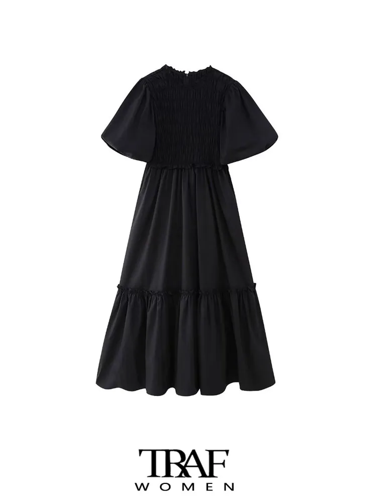 TRAF Women Fashion With Ruffles Poplin Midi Dress Vintage Short Sleeves Back Zipper Female Dresses Vestidos Mujer
TRAF Women Fashion With Ruffles Poplin Midi Dress Vintage Short Sleeves Back Zipper Female Dresses Vestidos Mujer