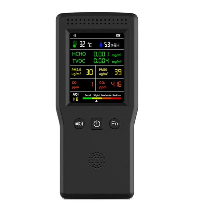 Монитор качества воздуха высокой точности PM2.5 PM10 HCHO TVOC CO CO2 AQI, измеритель температуры и влажности (черный), 1 шт., 9 в 1
Монитор качества воздуха высокой точности PM2.5 PM10 HCHO TVOC CO CO2 AQI, измеритель температуры и влажности (черный), 1 шт., 9 в 1