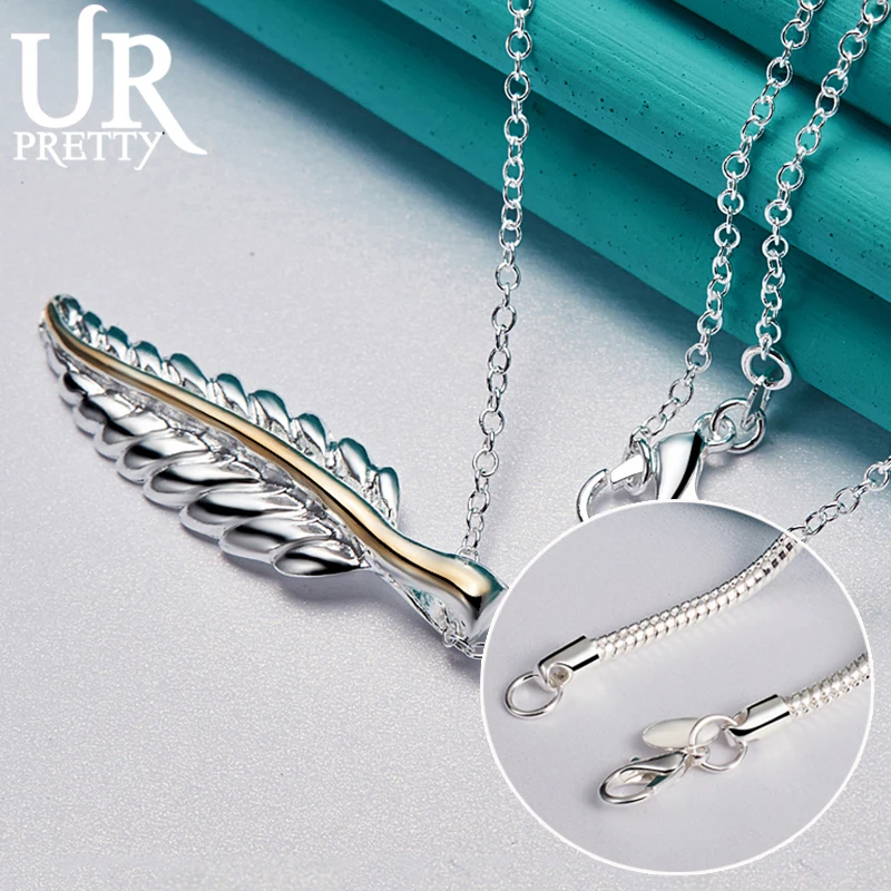 URPRETTY 925 Sterling Silver Golden Feather Pendant Necklace 16/18/20/22/24/26/28/30 Inch Chain For Woman Wedding Jewelry
URPRETTY 925 Sterling Silver Golden Feather Pendant Necklace 16/18/20/22/24/26/28/30 Inch Chain For Woman Wedding Jewelry