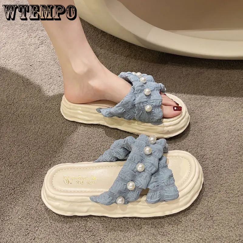 Шлепанцы с жемчугом WTEMPO, женская верхняя одежда, блестящие шлепанцы на толстой подошве, оптовая продажа, Прямая поставка
Шлепанцы с жемчугом WTEMPO, женская верхняя одежда, блестящие шлепанцы на толстой подошве, оптовая продажа, Прямая поставка