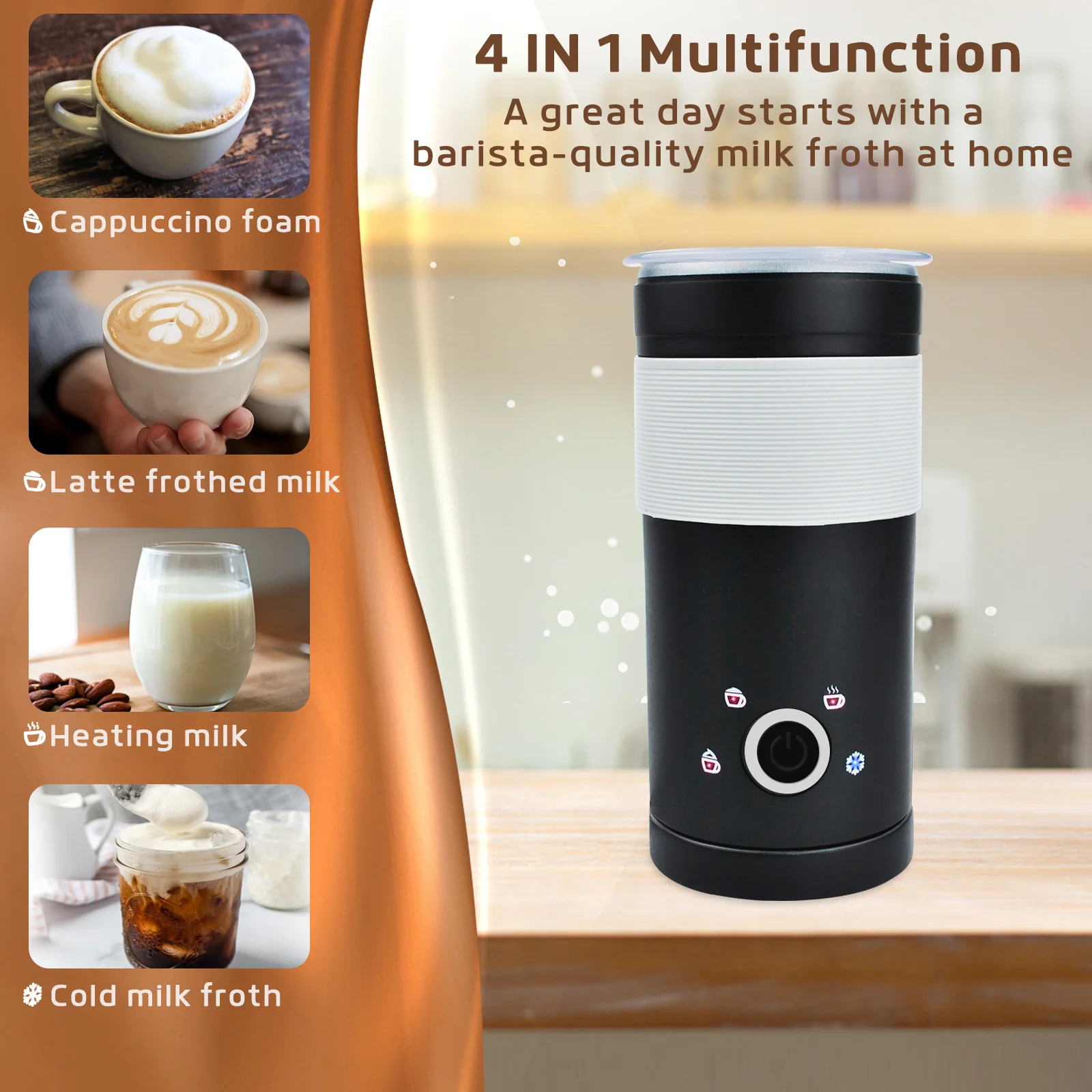 Electric Milk Frother Machine Warmer 400W Automatic Milk Fast Heating 250ML Stainless Steel Inner Foam Maker coffee milk
Electric Milk Frother Machine Warmer 400W Automatic Milk Fast Heating 250ML Stainless Steel Inner Foam Maker coffee milk