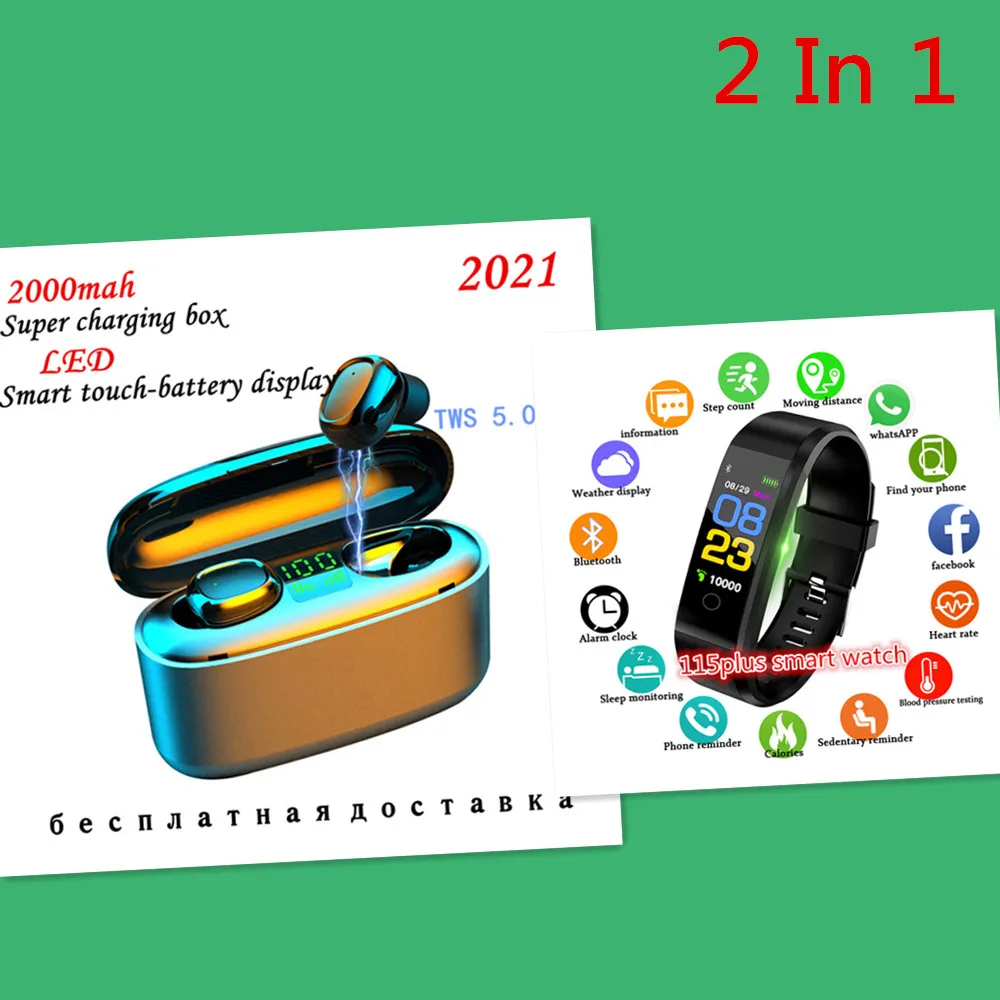 Luxury 2pcs G5s Wireless Earphones 115plus Smartwatch Set Sports Fitness Tracker Smart Bracelet TWS Handfree Bluetooth Headphone
Luxury 2pcs G5s Wireless Earphones 115plus Smartwatch Set Sports Fitness Tracker Smart Bracelet TWS Handfree Bluetooth Headphone