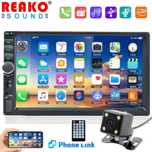 

Автомагнитола REAKO 7018B, мультимедийный плеер с сенсорным экраном 7 дюймов, с функцией Mirror Link, MP5, Bluetooth, USB, FM-камерой, типоразмер 2 Din