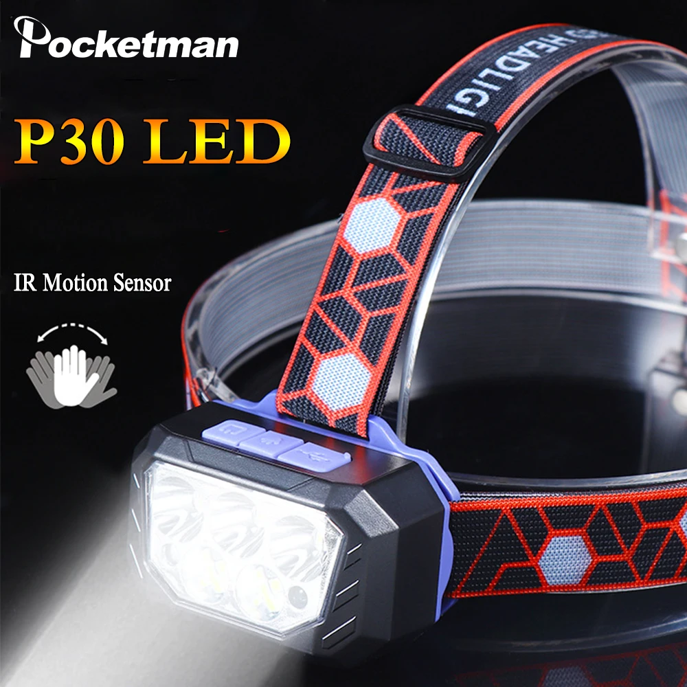 Pocketman 3*P30+6*SMD LED Headlamp IR Motion Sensor Headlight USB Rechargeable Head Lamp Waterproof Head Front Light New
Pocketman 3*P30+6*SMD LED Headlamp IR Motion Sensor Headlight USB Rechargeable Head Lamp Waterproof Head Front Light New