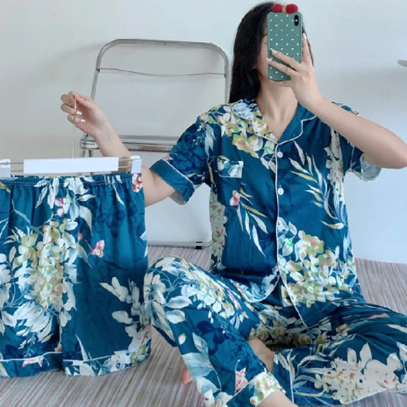 floral printed short sleeves pajamas milk silk 3 piece set Korean casual night wear sleepwear high-end home clothes three-piece
floral printed short sleeves pajamas milk silk 3 piece set Korean casual night wear sleepwear high-end home clothes three-piece