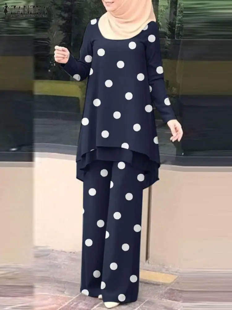 ZANZEA Women Matching Sets Muslim Abayas Fashion Polka Dots Printed Pant Sets Causal Work Blouse Set Elegant Turkish Tracksuits
ZANZEA Women Matching Sets Muslim Abayas Fashion Polka Dots Printed Pant Sets Causal Work Blouse Set Elegant Turkish Tracksuits