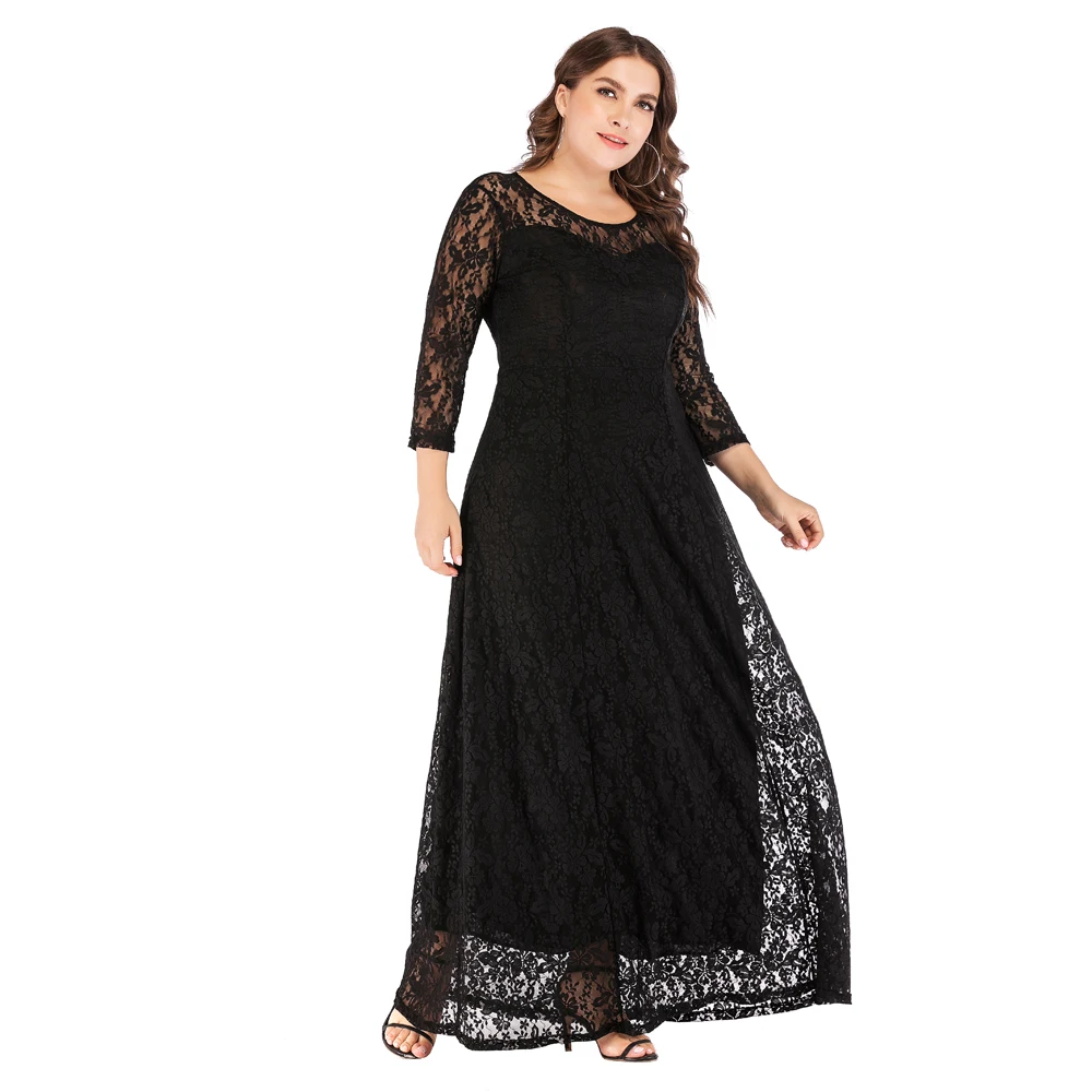 2022 New Women Plus Size Dress Lace Long Solid Black White Middle Sleeve Larges Big Clothes Night Party Wear For Female Suits
2022 New Women Plus Size Dress Lace Long Solid Black White Middle Sleeve Larges Big Clothes Night Party Wear For Female Suits